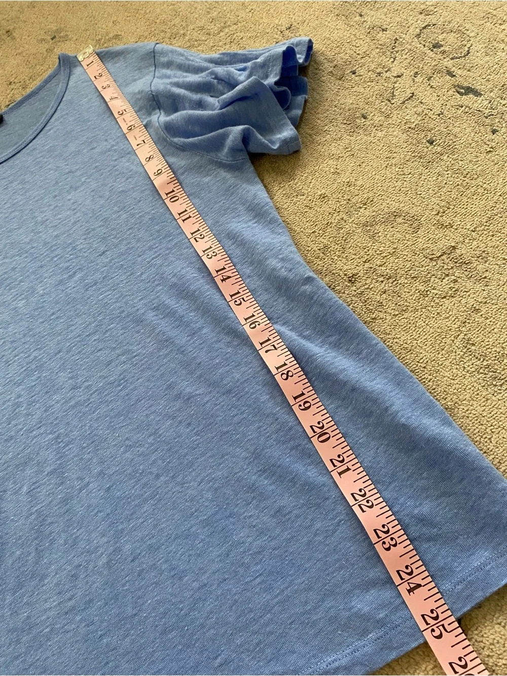 J. Crew Flutter Sleeve 100% Linen T-shirt Small Blue Lightweight Comfy